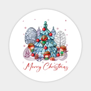 Christmas Elves Gathering - Marry Christmas Magnet